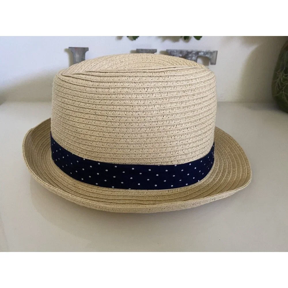Carter’s 2 Fedora Straw Sun Hats Cap Blue Ribbon For‎ Child 2-4 Mint Condition!